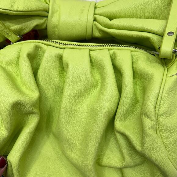 SCHUTZ Lime Green Knotted Bow Leather Bag Purse - Picture 8 of 11